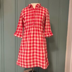 Boden Red and White Plaid Dress